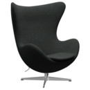 Egg Chair, Re-wool, 198 - Black/natural, Satingebürstetes Aluminium , Ohne Fußhocker