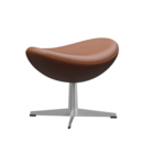 Egg Footstool, Leder Essential, Walnut, Satingebürstetes Aluminium