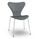 Serie 7 Stuhl mit Frontpolster, Gefärbte Esche, Black, Remix 173 - Dunkelblau/grau, Chrome
