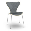 Serie 7 Stuhl mit Frontpolster, Holz klar lackiert, Buche natur, Remix 173 - Dunkelblau/grau, Chrome
