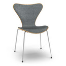 Serie 7 Stuhl mit Frontpolster, Holz klar lackiert, Eiche natur, Remix 173 - Dunkelblau/grau, Chrome