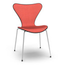 Serie 7 Stuhl mit Frontpolster, Lack, Schwarz lackiert, Remix 643 - Rot, Chrome