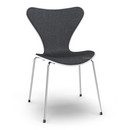 Serie 7 Stuhl mit Frontpolster, Lack, Weiß lackiert, Remix 183 - Schwarz, Chrome