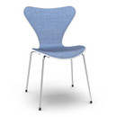 Serie 7 Stuhl mit Frontpolster, Lack, Weiß lackiert, Remix 743 - Blau, Chrome