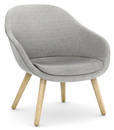 About A Lounge Chair Low AAL 82, Hallingdal - warmgrau, Eiche lackiert, Mit Sitzkissen