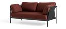Can Sofa 2.0, Zweisitzer, Stoff Steelcut 655 - Dunkelrot, Schwarz