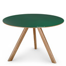 Copenhague Round Table CPH20, Ø 120 x H 74, Eiche lackiert, Linoleum grün