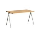 Pyramid Table 01, L 140 x B 75 x H 74 cm, Eiche klar lackiert, Stahl pulverbeschichtet beige