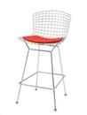 Bertoia Barstuhl, mit Sitzkissen, satiniert verchromt, Bright Red (Tonus 130)