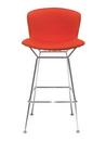 Bertoia Barstuhl, voll gepolstert, satiniert verchromt, Bright Red (Tonus 130)