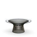 Platner Couchtisch, klein (Durchmesser 91,5 cm), Bronze, metallic, Klarglas