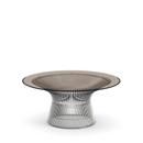 Platner Couchtisch, klein (Durchmesser 91,5 cm), Nickel, poliert, Bronziertes Glas