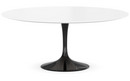 Saarinen Couchtisch rund, groß (Höhe 38/39 cm, ø 91 cm), schwarz, Laminat weiß