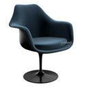 Saarinen Tulip Armlehnstuhl, nicht drehbar, gepolsterte Innenschale und Sitzkissen, schwarz, Night Blue (Eva 170)
