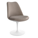Saarinen Tulip Stuhl, nicht drehbar, gepolsterte Innenschale und Sitzkissen, weiß, Beige (Eva 177)