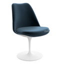 Saarinen Tulip Stuhl, drehbar, gepolsterte Innenschale und Sitzkissen, weiß, Night Blue (Eva 170)