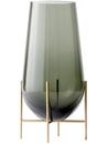Échasse Vase, Groß (H 60 cm, Ø 30/20 cm), Rauchig / Gebürstetes Messing
