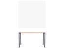 Seiltänzer Tisch, 75 x 120 x 120 cm, Laminat seidenmatt weiß, rot