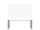 Seiltänzer Tisch, 75 x 190 x 90 cm, Laminat seidenmatt weiß, rot