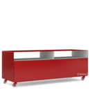TV Lowboard R 109N, Zweifarbig, Rubinrot (RAL 3003) - Reinweiß (RAL 9010), Transparentrollen