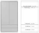 Flai Schrank, Groß (216 x 118 x 61 cm), Melamin weiß mit Birkekante, Ausstattung 5