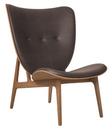 Elephant Lounge Chair, Leder Dunes dark brown, Eiche hell geräuchert