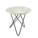 Mini O Table, Weiß Carrara, Stahl, schwarz pulverbeschichtet