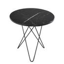 Tall Mini O Table, Schwarz Marquina, Stahl, schwarz pulverbeschichtet