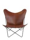 Trifolium Butterfly Chair, Cognac, Stahl, schwarz pulverbeschichtet