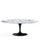 Saarinen Esstisch oval, L 198 cm x  B 121 cm, schwarz, Marmor Arabescato (weiß mit grauen Einfärbungen)