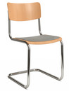 S 43 Klassik Freischwinger, Gestell verchromt, Buche gebeizt, Buche natur, Sitzauflage hellgrau meliert, gepolstert, Ohne Gleiter