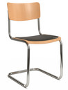 S 43 Klassik Freischwinger, Gestell verchromt, Buche gebeizt, Buche natur, Sitzauflage schwarz, gepolstert, Ohne Gleiter