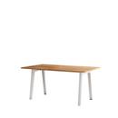 New Modern Esstisch rechteckig, Metall/Holz, 160 x 95 cm, Eiche recycled, Wolkenweiß