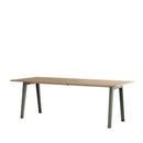 New Modern Esstisch rechteckig, Metall/Holz, 220 x 95 cm, Eichenfurnier, Eukalyptusgrau