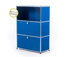 USM Haller E Highboard M mit Fachbeleuchtung, Enzianblau RAL 5010, Kaltweiß