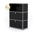 USM Haller E Highboard M mit Fachbeleuchtung, Graphitschwarz RAL 9011, Warmweiß