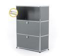 USM Haller E Highboard M mit Fachbeleuchtung, Mittelgrau RAL 7005, Warmweiß