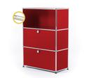 USM Haller E Highboard M mit Fachbeleuchtung, USM rubinrot, Kaltweiß