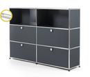 USM Haller E Highboard L mit Fachbeleuchtung, Anthrazitgrau RAL 7016, Kaltweiß