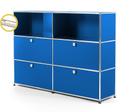 USM Haller E Highboard L mit Fachbeleuchtung, Enzianblau RAL 5010, Warmweiß