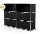 USM Haller E Highboard L mit Fachbeleuchtung, Graphitschwarz RAL 9011, Warmweiß