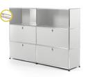 USM Haller E Highboard L mit Fachbeleuchtung, Lichtgrau RAL 7035, Warmweiß