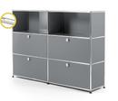 USM Haller E Highboard L mit Fachbeleuchtung, Mittelgrau RAL 7005, Kaltweiß