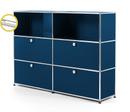 USM Haller E Highboard L mit Fachbeleuchtung, Stahlblau RAL 5011, Kaltweiß