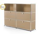 USM Haller E Highboard L mit Fachbeleuchtung, USM beige, Kaltweiß