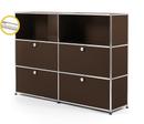 USM Haller E Highboard L mit Fachbeleuchtung, USM braun, Kaltweiß