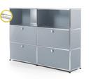 USM Haller E Highboard L mit Fachbeleuchtung, USM mattsilber, Kaltweiß