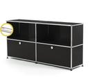 USM Haller E Sideboard L mit Fachbeleuchtung, Graphitschwarz RAL 9011, Kaltweiß