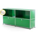 USM Haller E Sideboard L mit Fachbeleuchtung, USM grün, Warmweiß