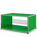 USM Haller Beistelltisch mit Seitenwänden, 75 cm, mit Glas-Zwischentablar, USM grün